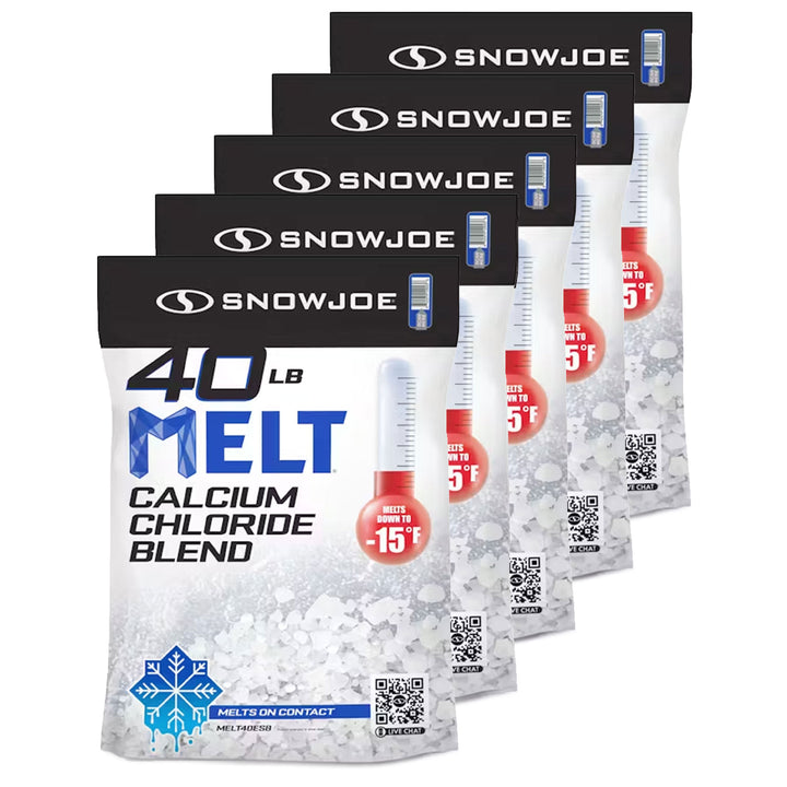 Snow Joe 5 Pack Calcium Chloride Deicer & Snow Removal, 40 Pound Bag, MELT40ESB