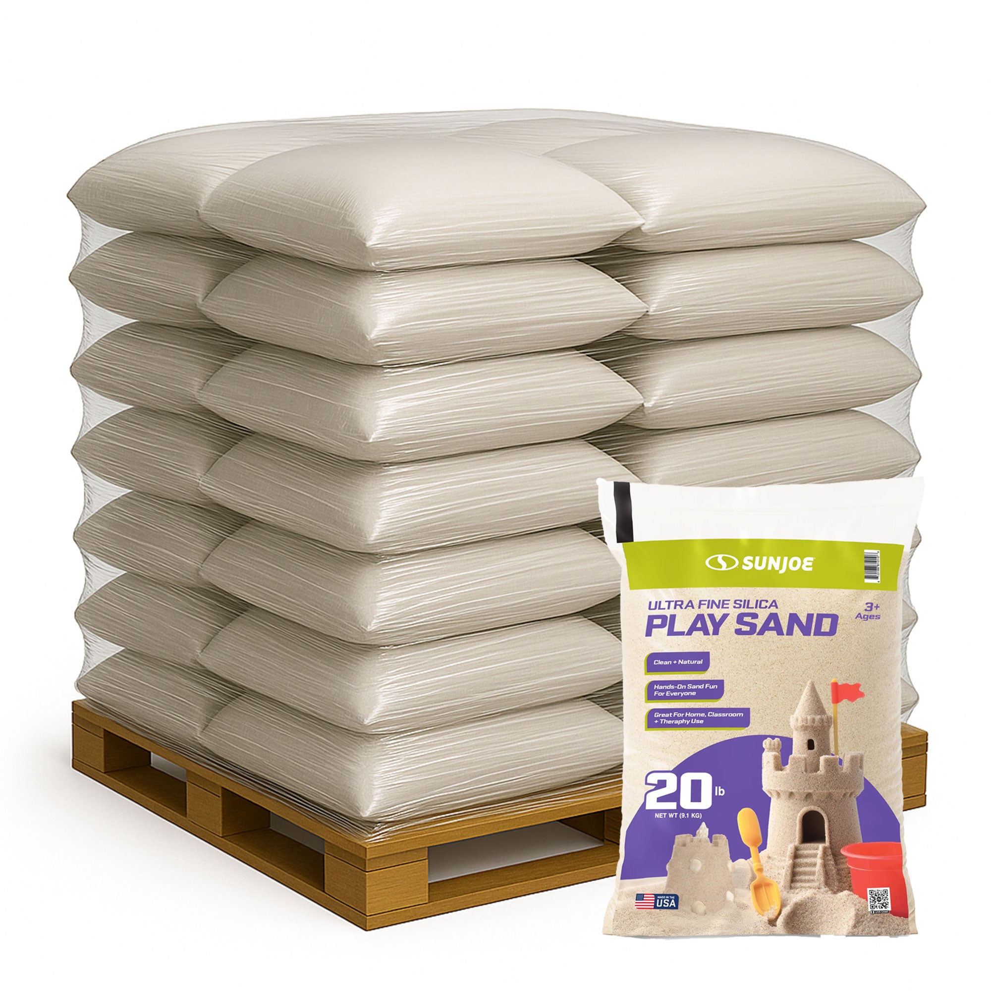 Sun Joe Ultra Fine Silica Play Sand, Sandboxes & Sensory Tables, 20 lb, 224 Pack