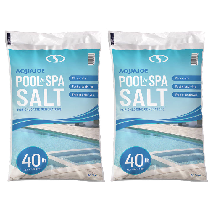 Aqua Joe 2 Pack 40 Lb Fast Dissolving Pool Spa Salt Chlorine Generators, AJ-PS40