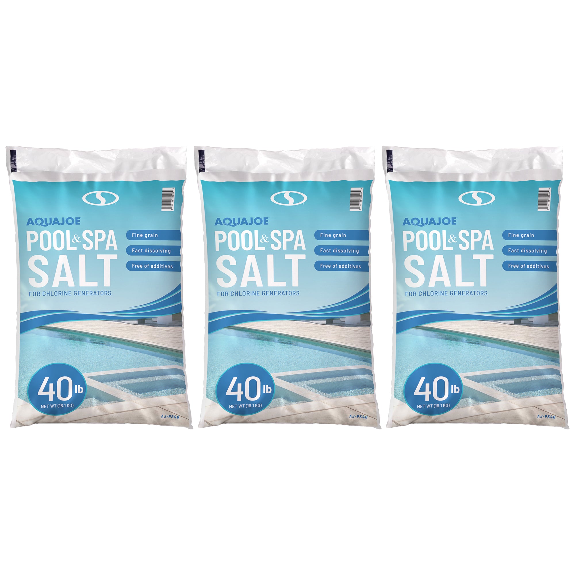 Aqua Joe 3 Pack 40 Lb Fast Dissolving Pool Spa Salt Chlorine Generators, AJ-PS40 - VMInnovations