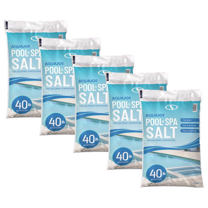 Aqua Joe 5 Pack 40 Lb Fast Dissolving Pool Spa Salt Chlorine Generators, AJ-PS40
