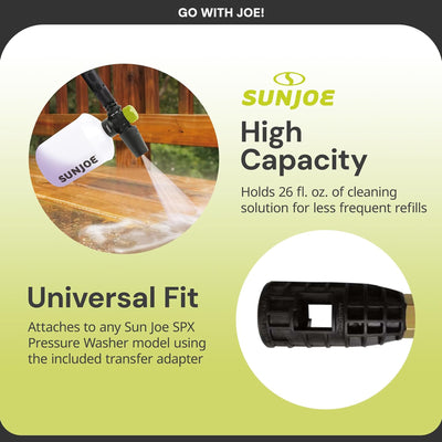 Sun Joe Adjustable Snow Foamer Cannon, Adapters for SPX Pressure Washers, 26 oz - VMInnovations