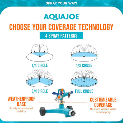 Aqua Joe Indestructible Zinc Impulse 360 Sprinkler, 6'' Wheel Base, AJ-IS6WB - VMInnovations