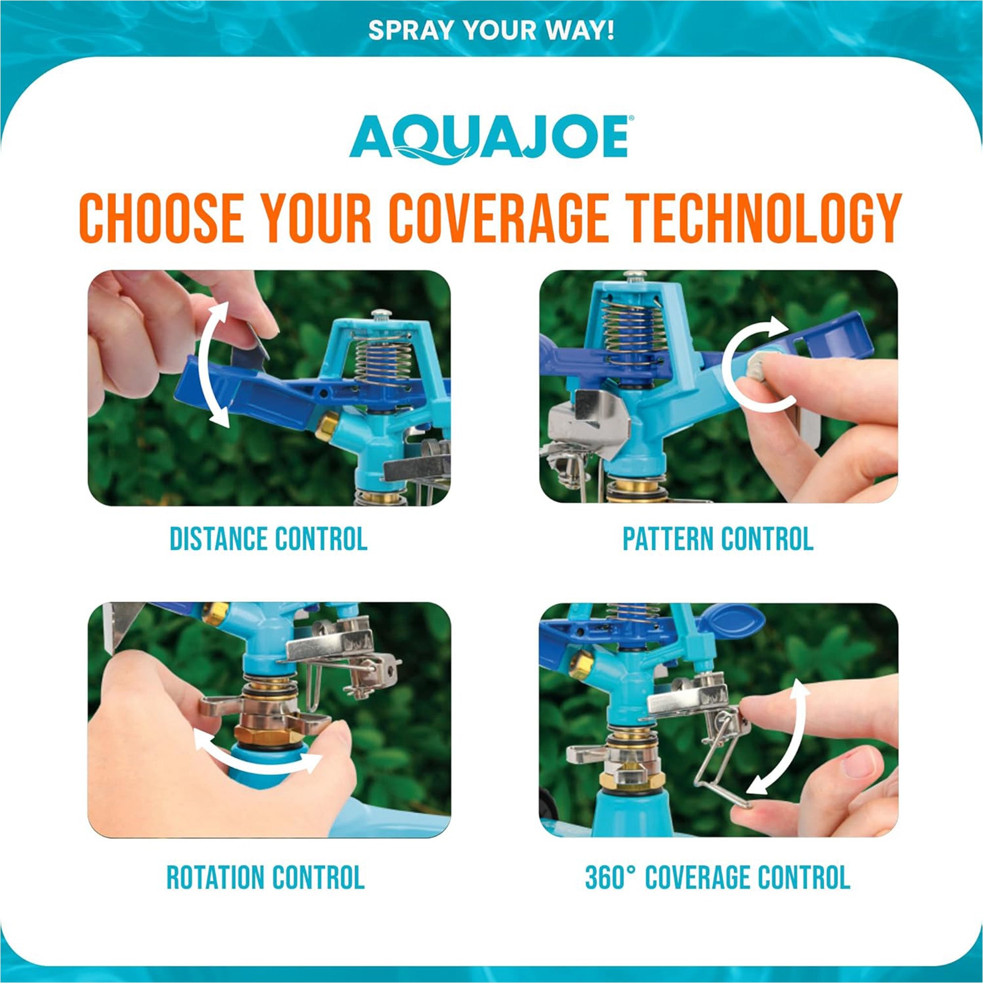 Aqua Joe Indestructible Zinc Impulse 360 Sprinkler, 6'' Wheel Base, AJ-IS6WB - VMInnovations