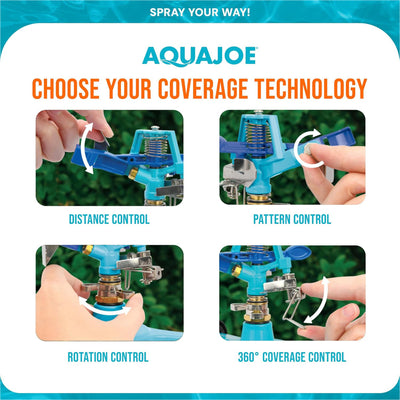 Aqua Joe Indestructible Zinc Impulse 360 Sprinkler, 6'' Wheel Base, AJ-IS6WB - VMInnovations