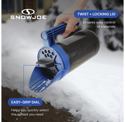 Snow Joe Handheld All-Season Multi-Purpose Spreader, 5 Lb Capacity, Blue/Black - VMInnovations