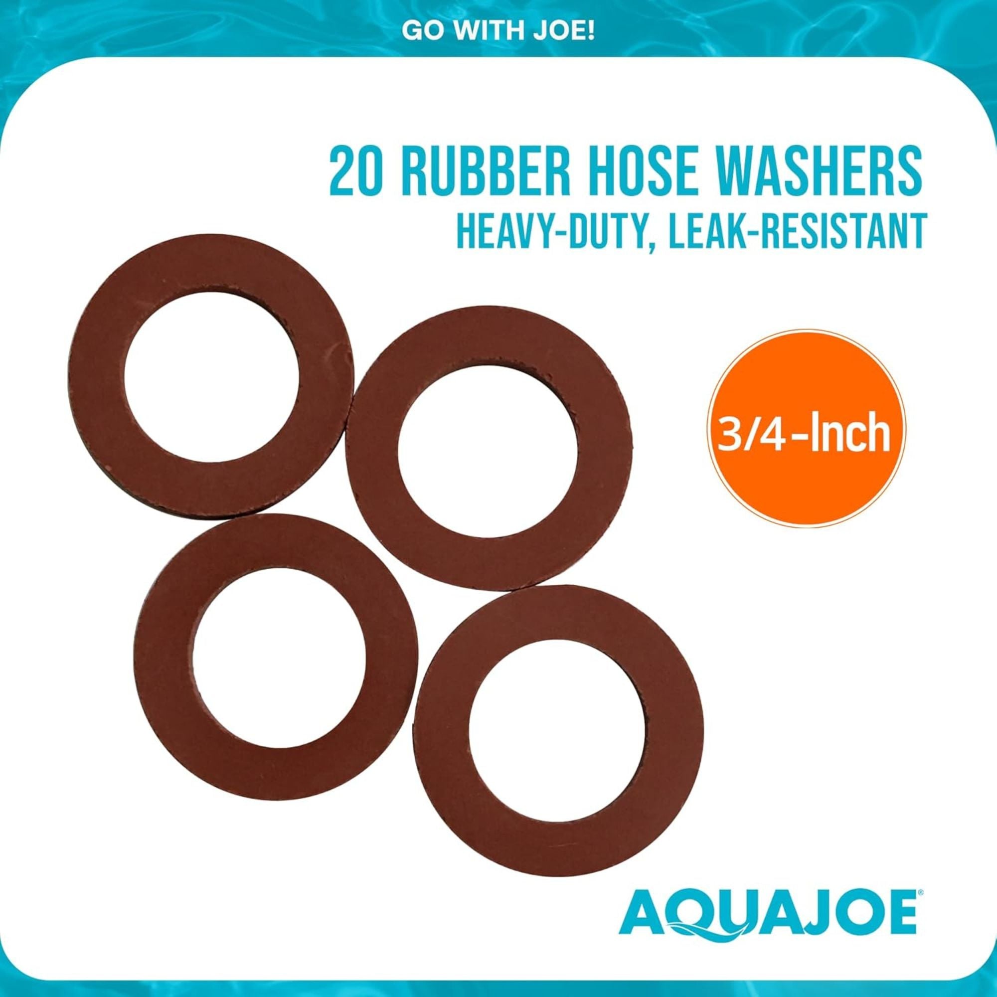 Aqua Joe 20 Pack Universal Rubber Garden Hose Washers for Aqua Joe Series Items