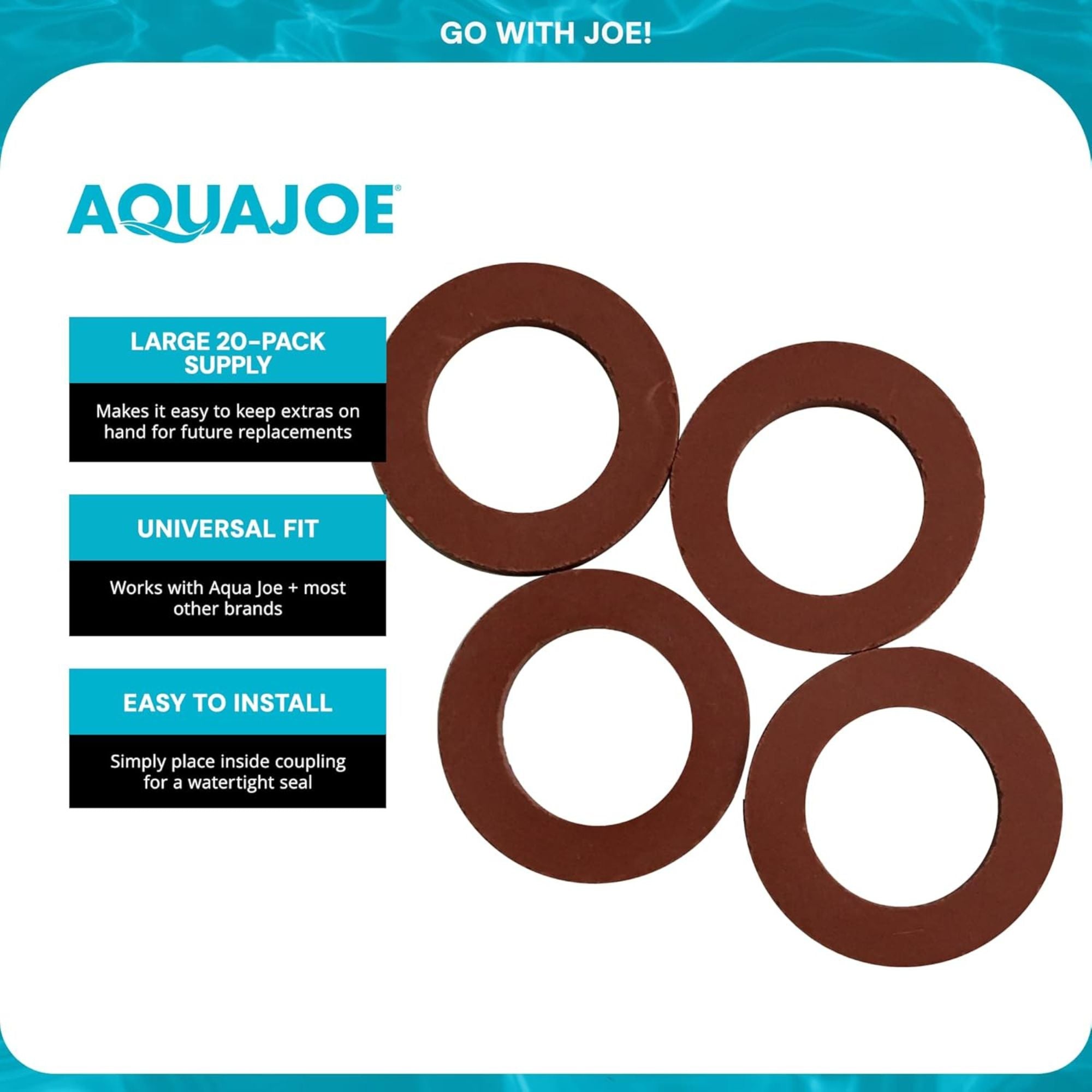 Aqua Joe 20 Pack Universal Rubber Garden Hose Washers for Aqua Joe Series Items
