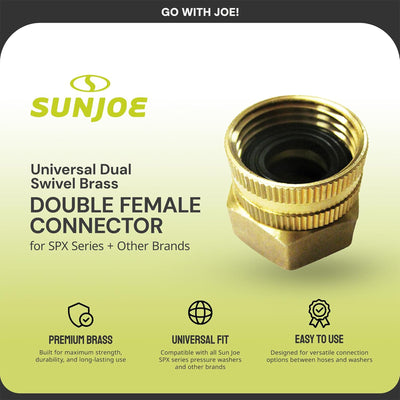 Sun Joe Universal Dual Swivel Brass Double Female Connector, 3/4"x3/4", SPX-BSC