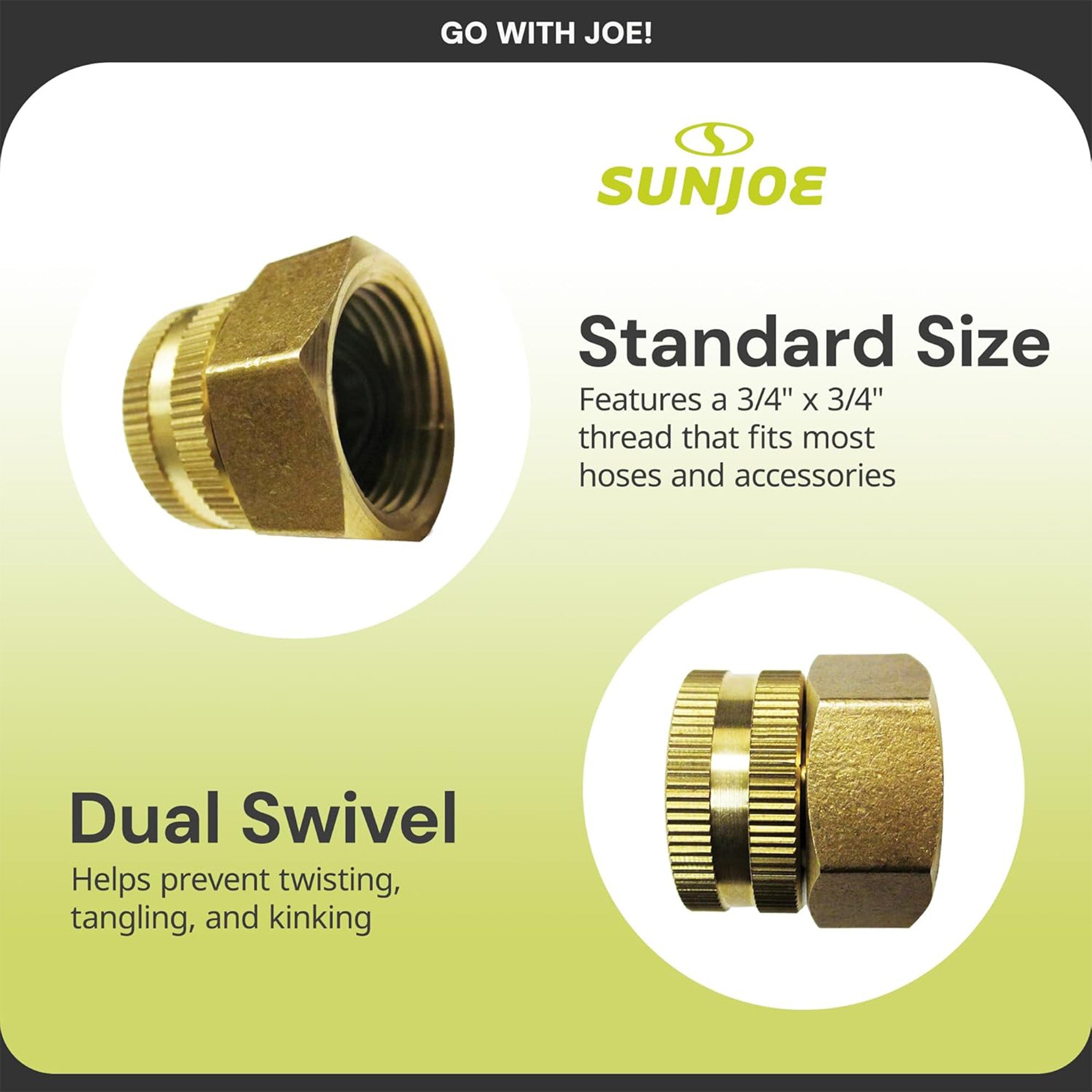 Sun Joe Universal Dual Swivel Brass Double Female Connector, 3/4"x3/4", SPX-BSC