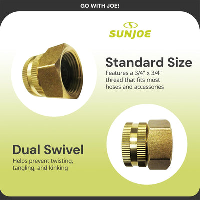Sun Joe Universal Dual Swivel Brass Double Female Connector, 3/4"x3/4", SPX-BSC