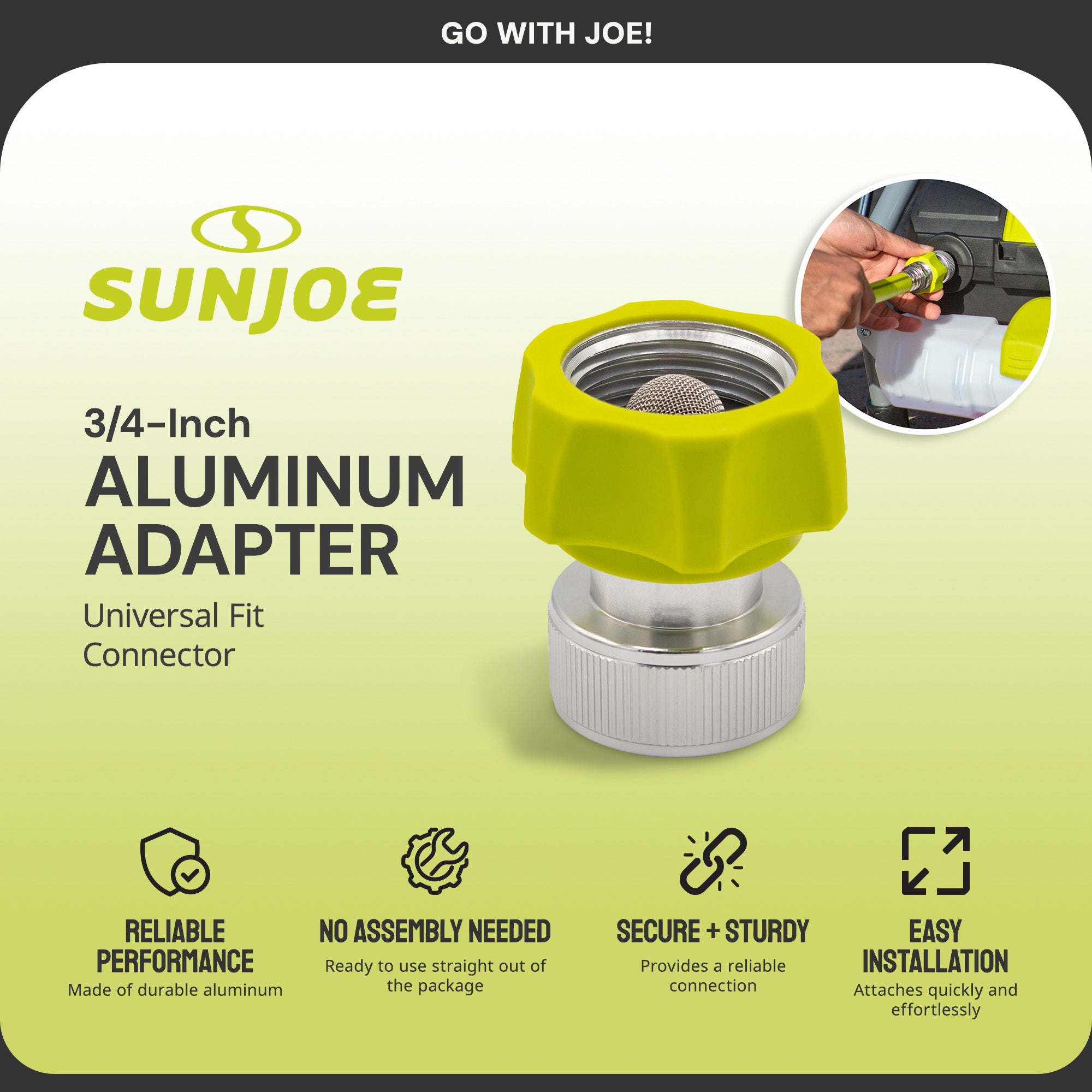 Sun Joe Aluminum Pressure Washer Garden Hose Adaptor / Series Washers (Open Box)