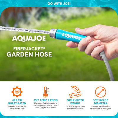 Aqua Joe Xtreme FiberJacket Garden Hose, Kink-Resistant, 100' x 1/2" Diameter