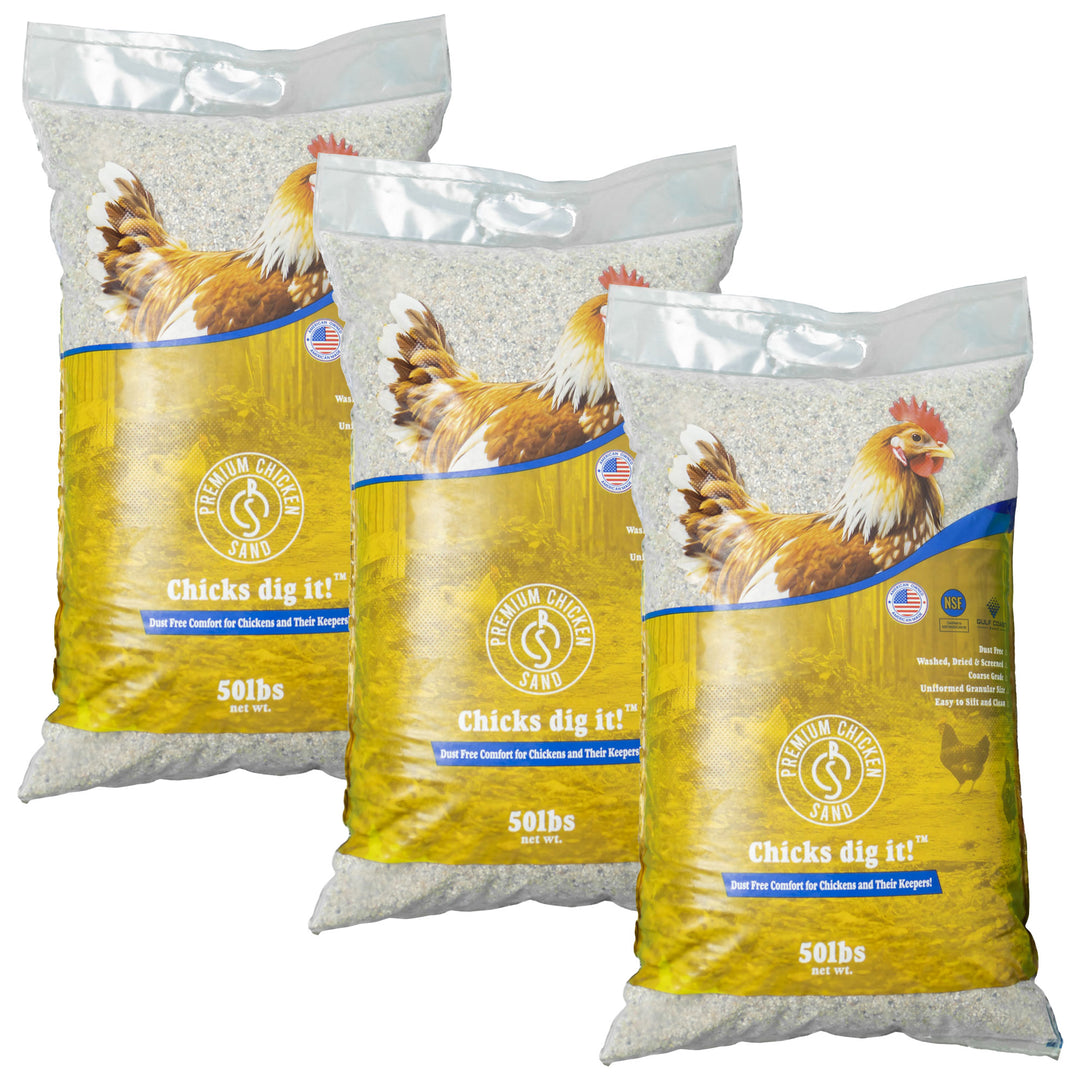 Premium Chicken Sand, Odor Eliminating Bedding for Coops, 50 Lb Bag, 3 Pack
