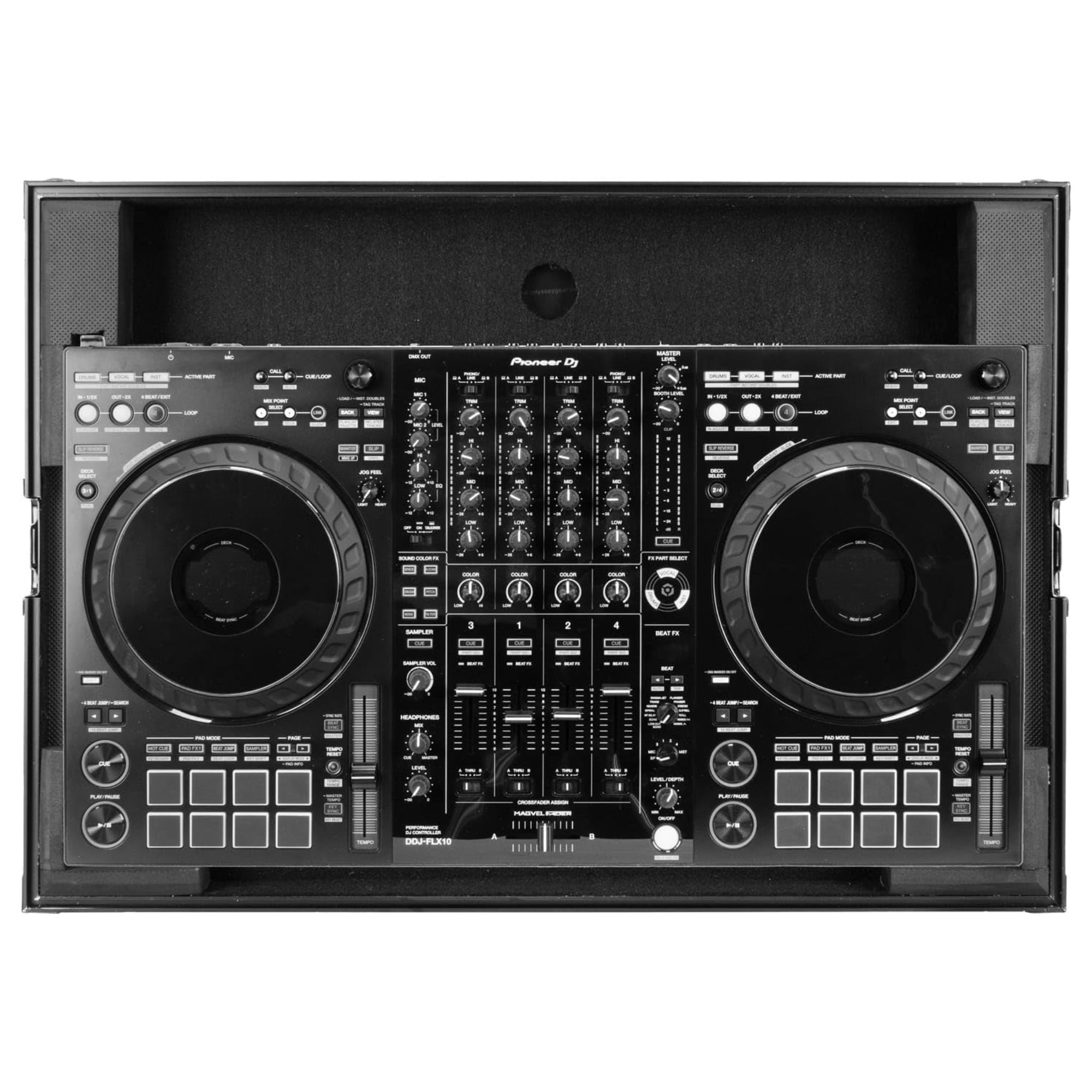 Odyssey Black Label Flight Case for Pioneer DJ DDJ-FLX10, Low Profile Design - VMInnovations