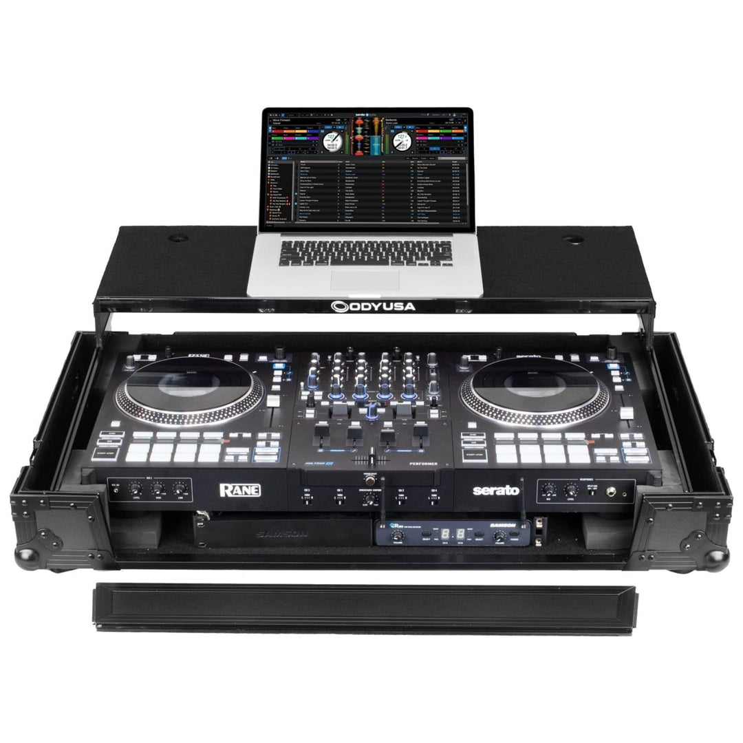 Odyssey RANE PERFORMER Black Label Flight Case w/ Glide Laptop Platform & Wheels