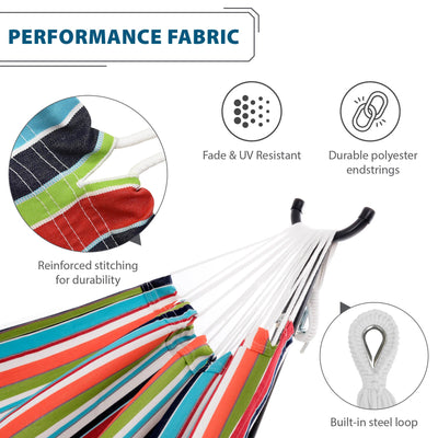 Vivere Double Sunbrella Hammock, Steel Stand, Portable Outdoor Lounge (Open Box) - VMInnovations
