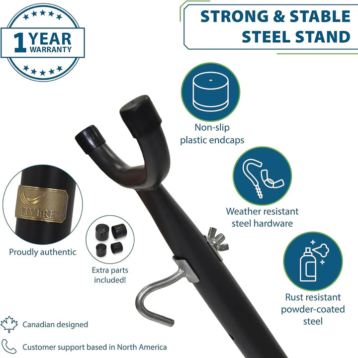 Vivere Double Sunbrella Hammock with Steel Stand, Portable Outdoor Lounge, Cameo