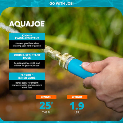 Aqua Joe FiberJacket Non-Expanding Garden Hose, Kink-Free, (Open Box)
