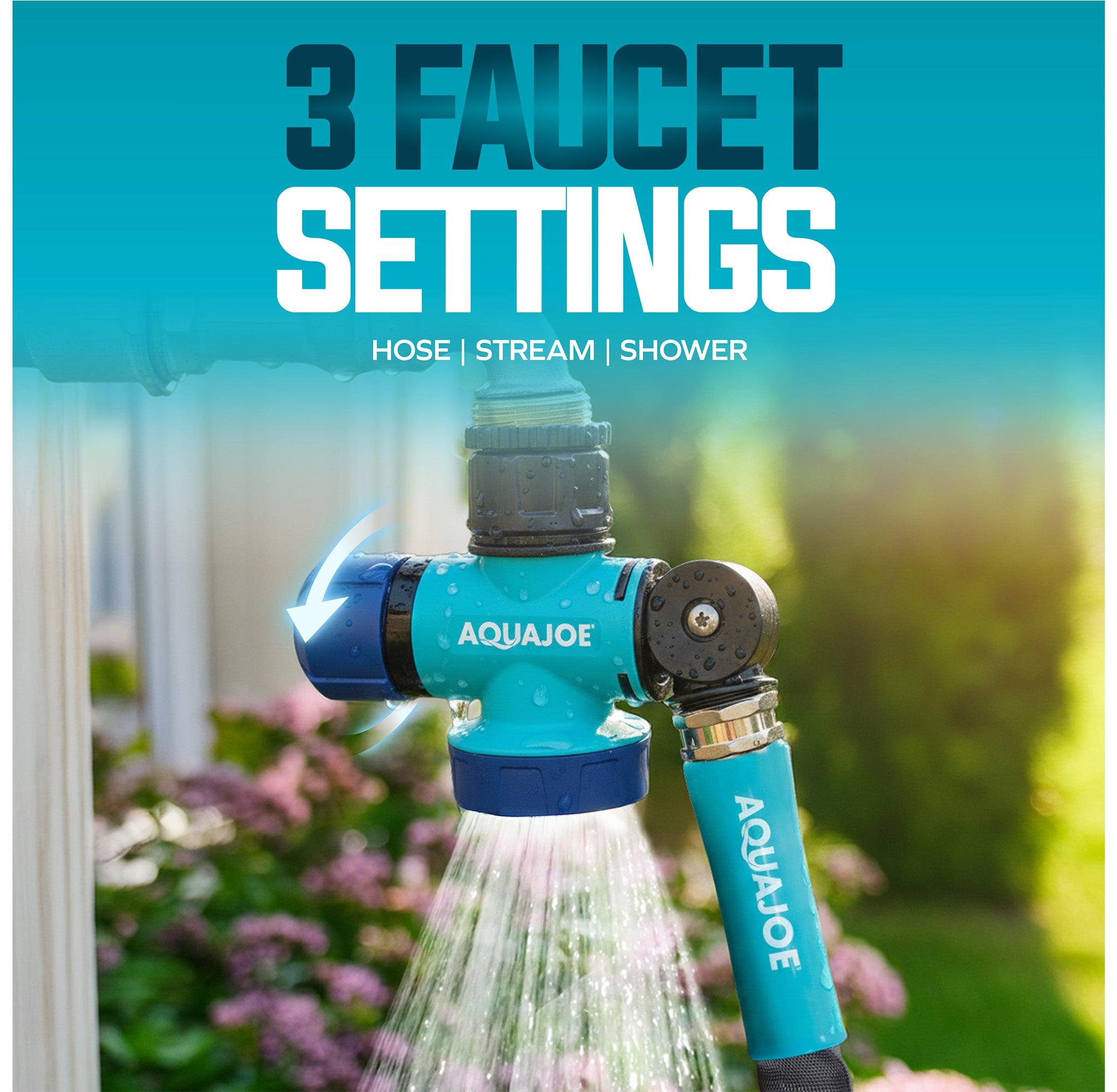 Aqua Joe Multi-Function Garden Hose Faucet Connector | 3/4" Spigot Adapter