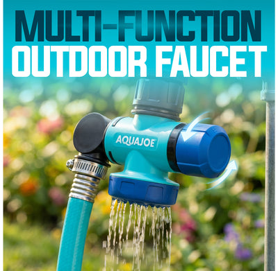 Aqua Joe Multi-Function Garden Hose Faucet Connector | 3/4" Spigot Adapter