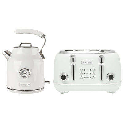Haden Heritage 4 Slice Toaster & Dorset 1.7L Electric Water Kettle, Ivory/Chrome