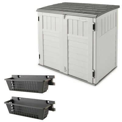 Suncast BMS2500 Horizontal Outdoor Storage Shed, 2 Pack BMSBSKT2PK Basket, Black