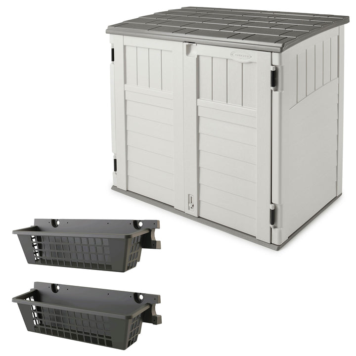 Suncast BMS2500 Horizontal Outdoor Storage Shed, 2 Pack BMSBSKT2PK Basket, Black