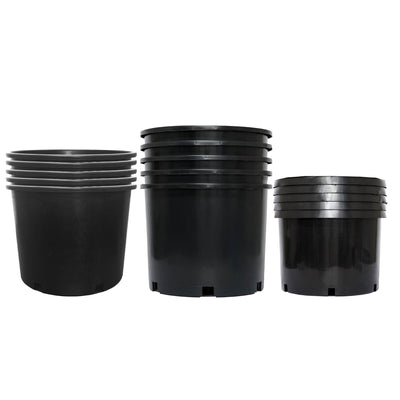 Pro Cal 5 Pack 10 Gal Planter & 5 Pack 5 Gal Pot & 5 Pack 7 Gal Poly Pot, Black