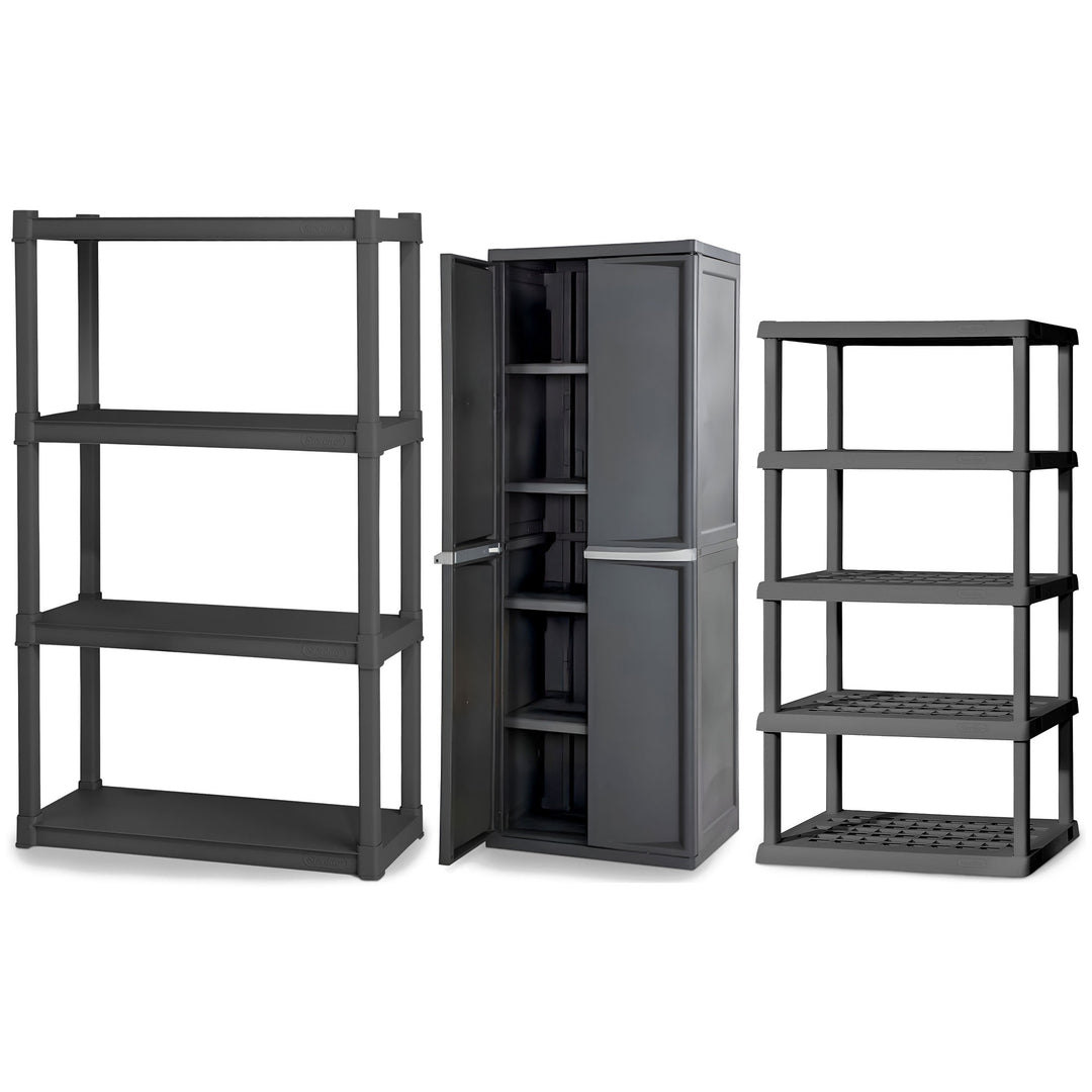 Sterilite 4 & 5 Shelf Storage Units, Cabinet for Garage Pantry & Kitchen, Gray