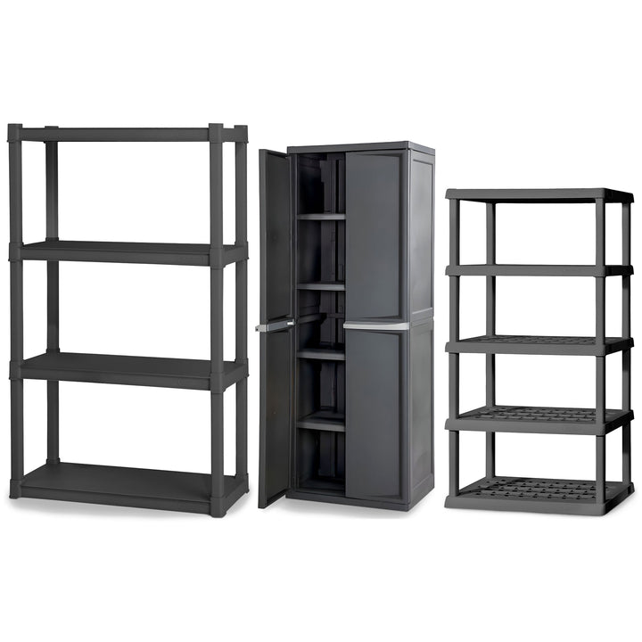 Sterilite 4 & 5 Shelf Storage Units, Cabinet for Garage Pantry & Kitchen, Gray