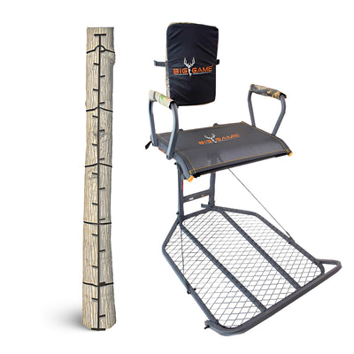 Big Game Captain XC Steel Hang-On Treestand & Quick Stick Climbing Sticks, Black