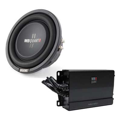 MB Quart 8” Shallow Car Sub Single Speaker & Marine Powersports Nautic Amplifier