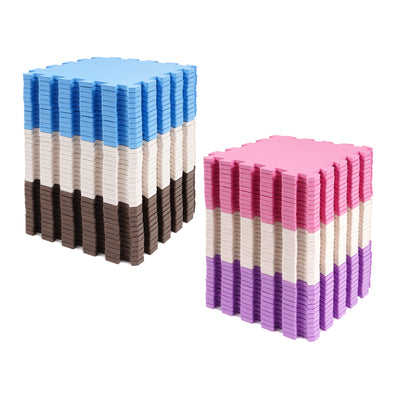 BalanceFrom Fitness 36 Tile Interlocking Exercise Play Mats Bundle, Blues/Pinks