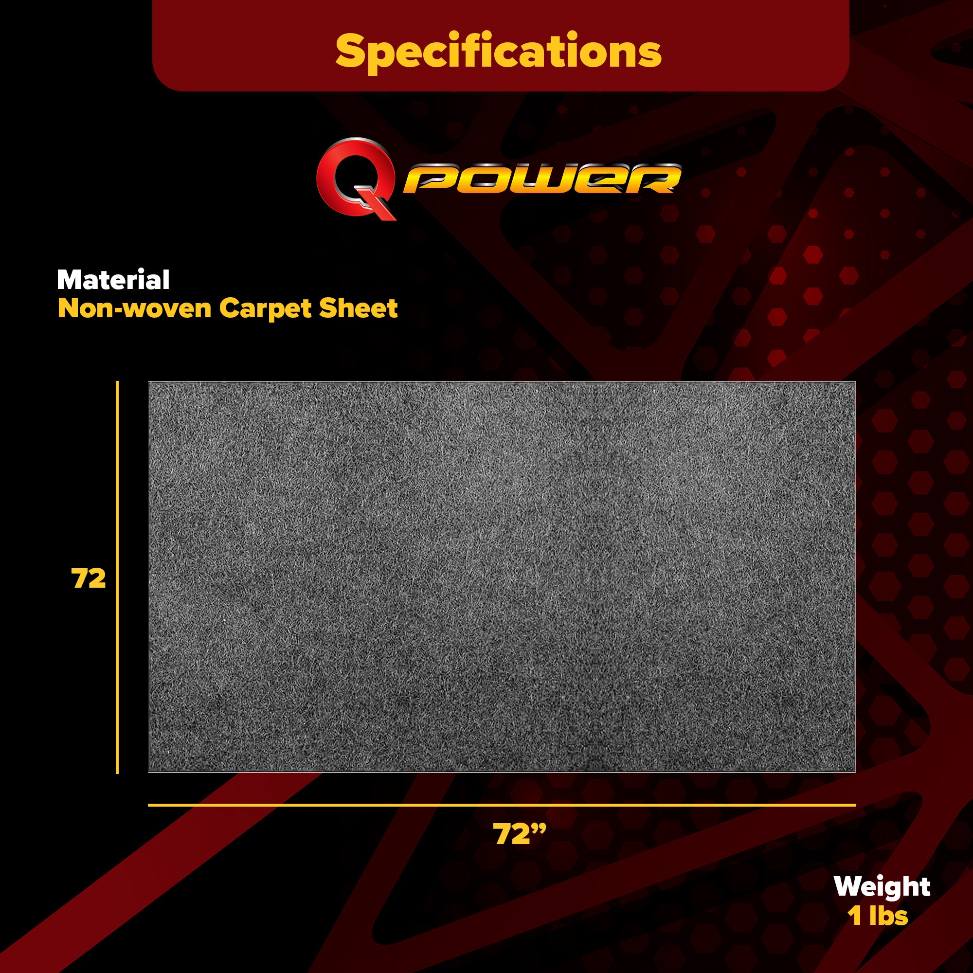QPower Speaker Box Carpet, 72"x72" Fabric Sheet for Car Audio Builds (Open Box)