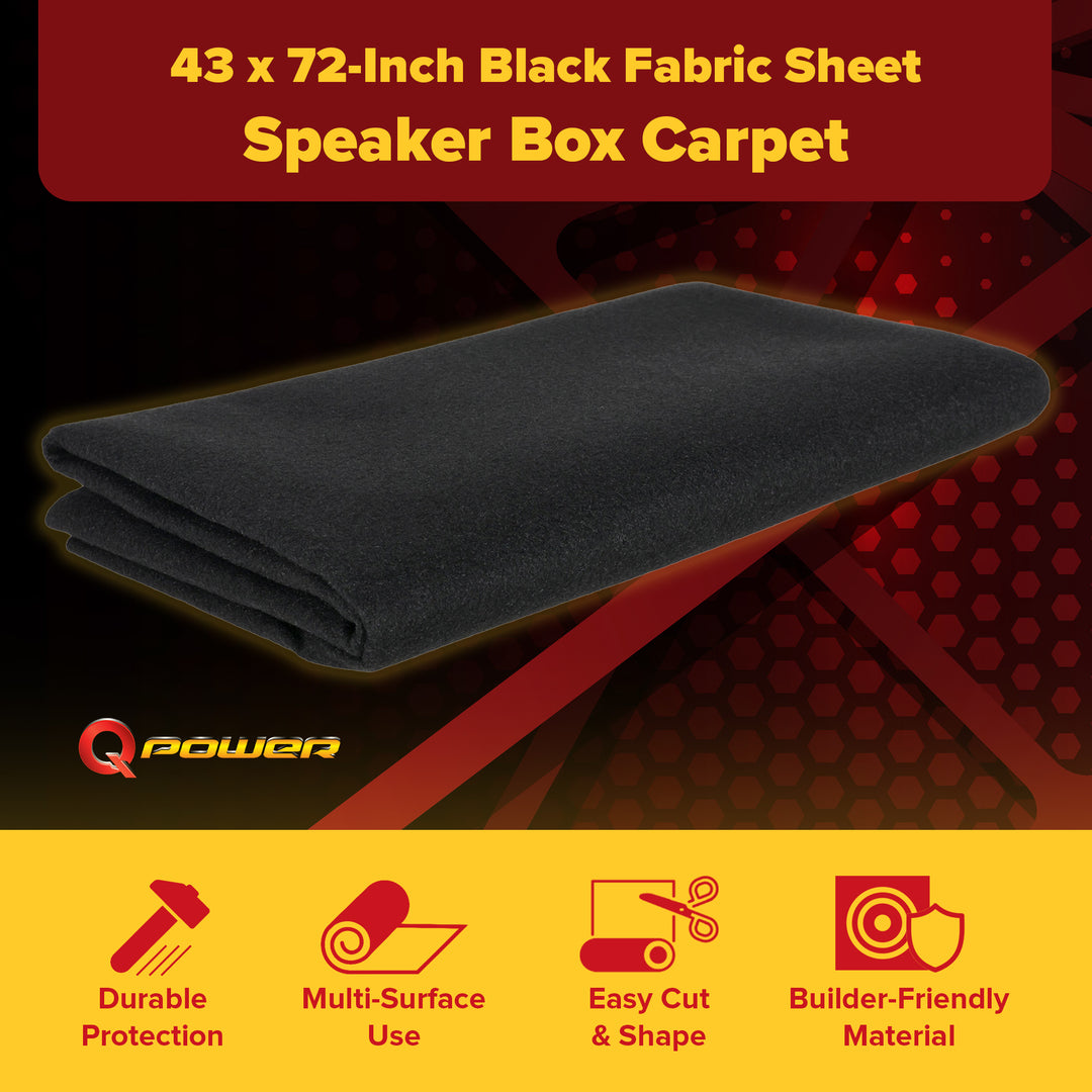 QPower Speaker Box Carpet, 43" x 72" Fabric Sheet for Car Audio Builds(Open Box)