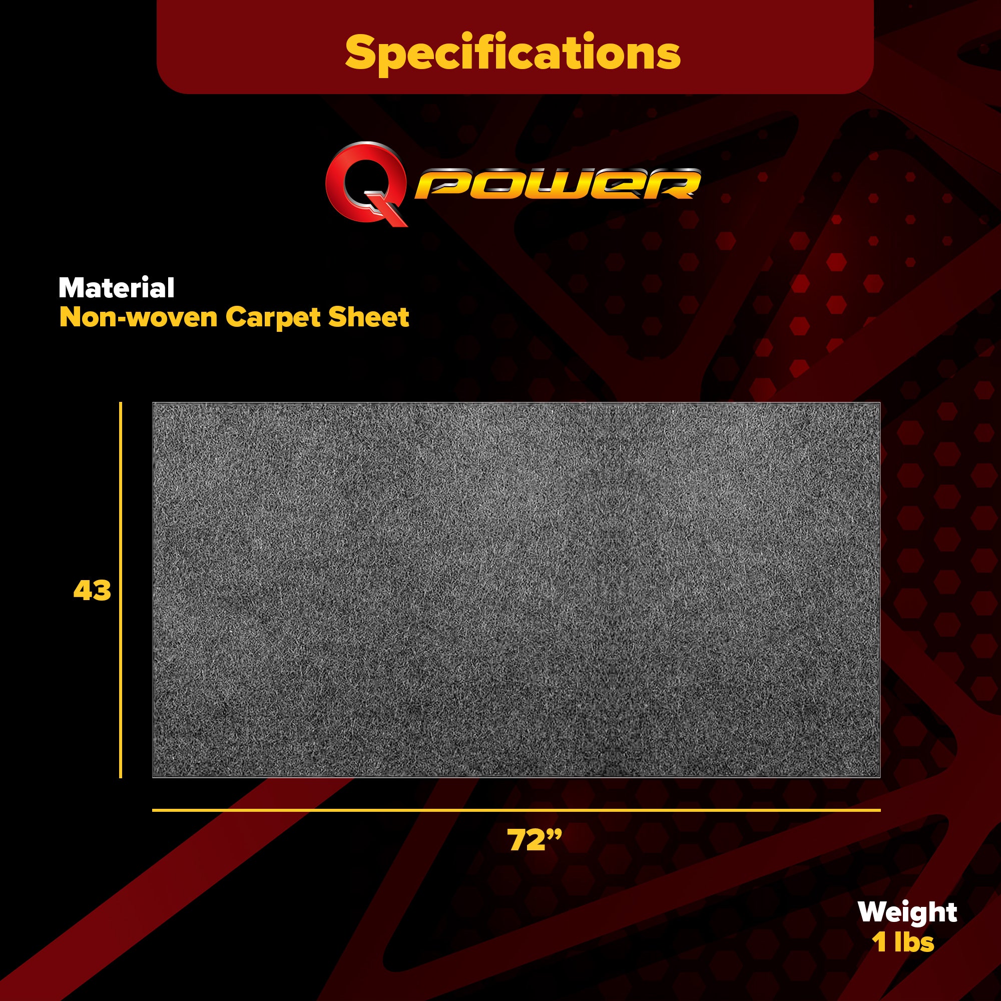 QPower Speaker Box Carpet, 43" x 72" Fabric Sheet for Car Audio Builds(Open Box) - VMInnovations