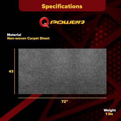 QPower Speaker Box Carpet, 43" x 72" Fabric Sheet for Car Audio Builds(Open Box) - VMInnovations