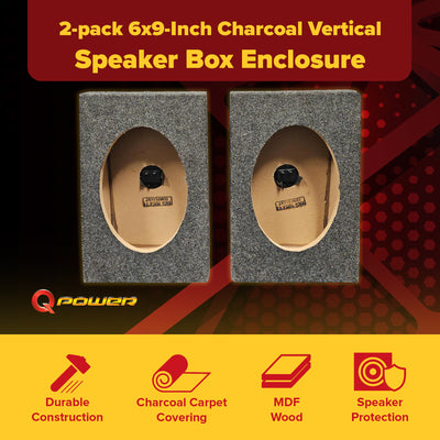 Hifonics Zeus 6" x 9" Coaxial Speakers with QPower Vertical Speaker Enclosures