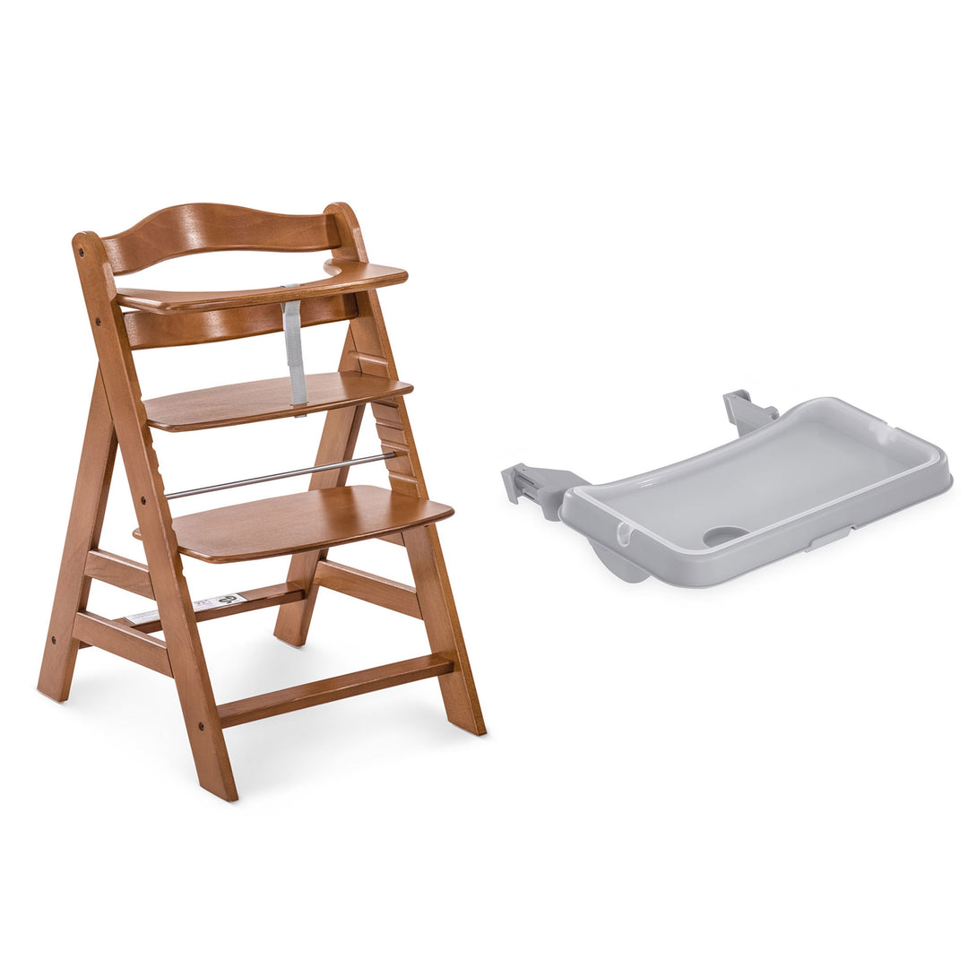 hauck Alpha+ Adjustable Booster High Chair and High Chair Tray Table, Grey