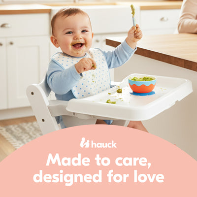 hauck Alpha+ Adjustable Booster High Chair and High Chair Tray Table, White