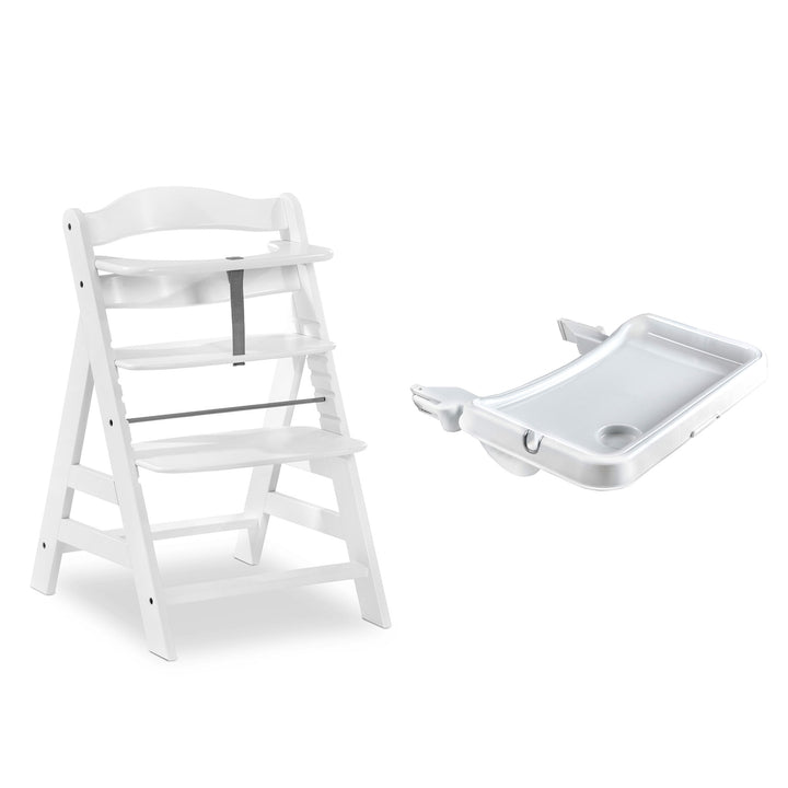 hauck Alpha+ Adjustable Booster High Chair and High Chair Tray Table, White
