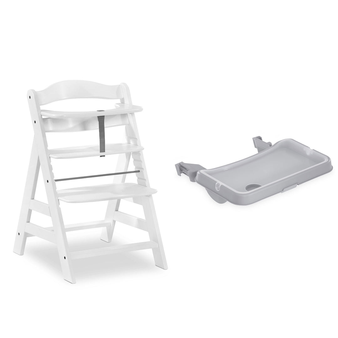hauck Alpha+ Adjustable Booster High Chair and High Chair Tray Table, Grey