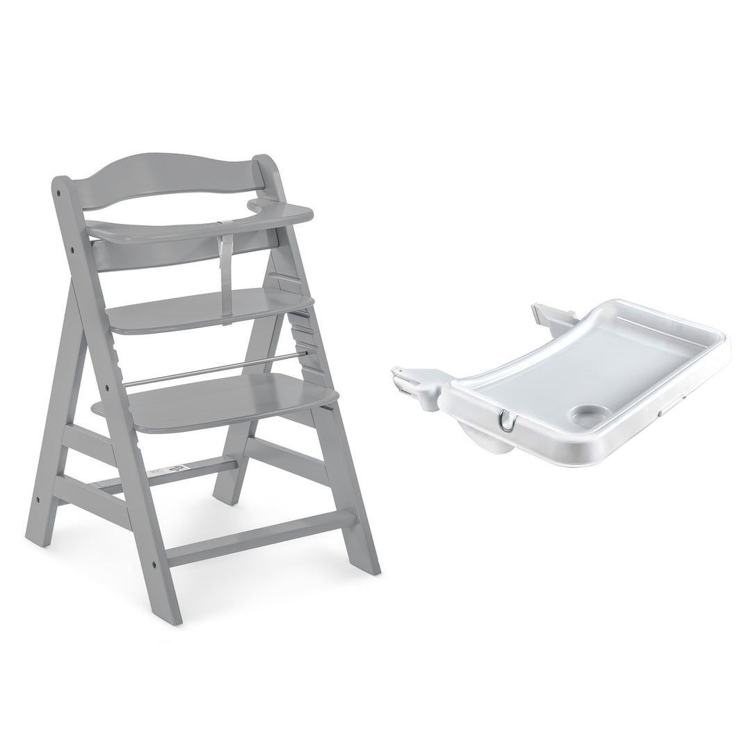 hauck Alpha+ Adjustable Booster High Chair and High Chair Tray Table, White