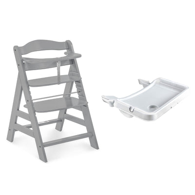 hauck Alpha+ Adjustable Booster High Chair and High Chair Tray Table, White