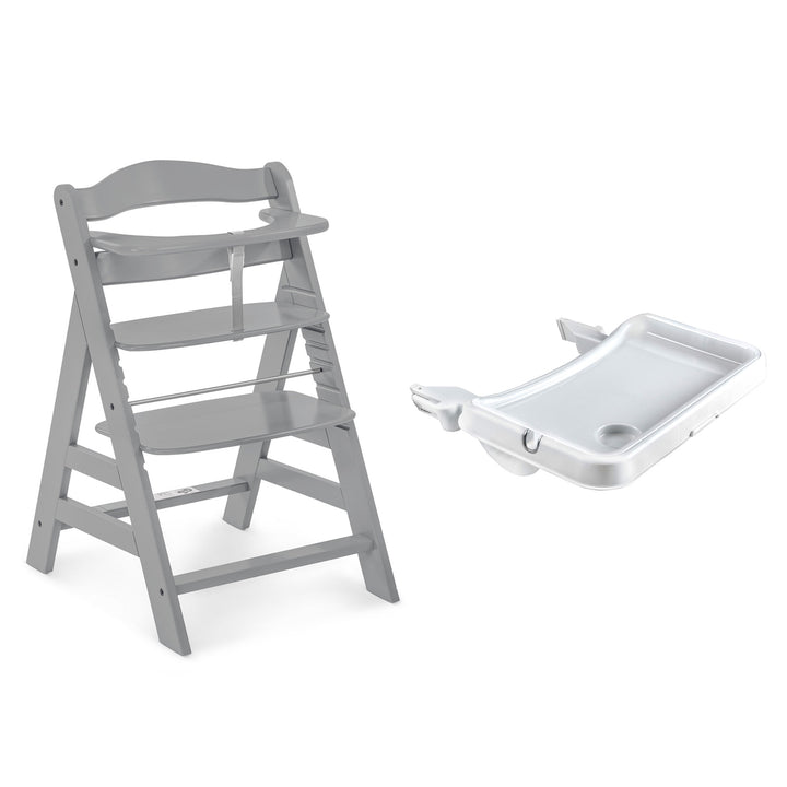 hauck Alpha+ Adjustable Booster High Chair and High Chair Tray Table, White