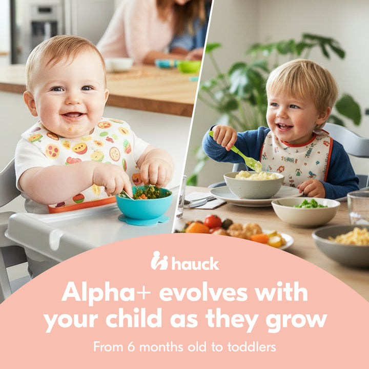 hauck Alpha+ Adjustable Booster High Chair and High Chair Tray Table, Grey