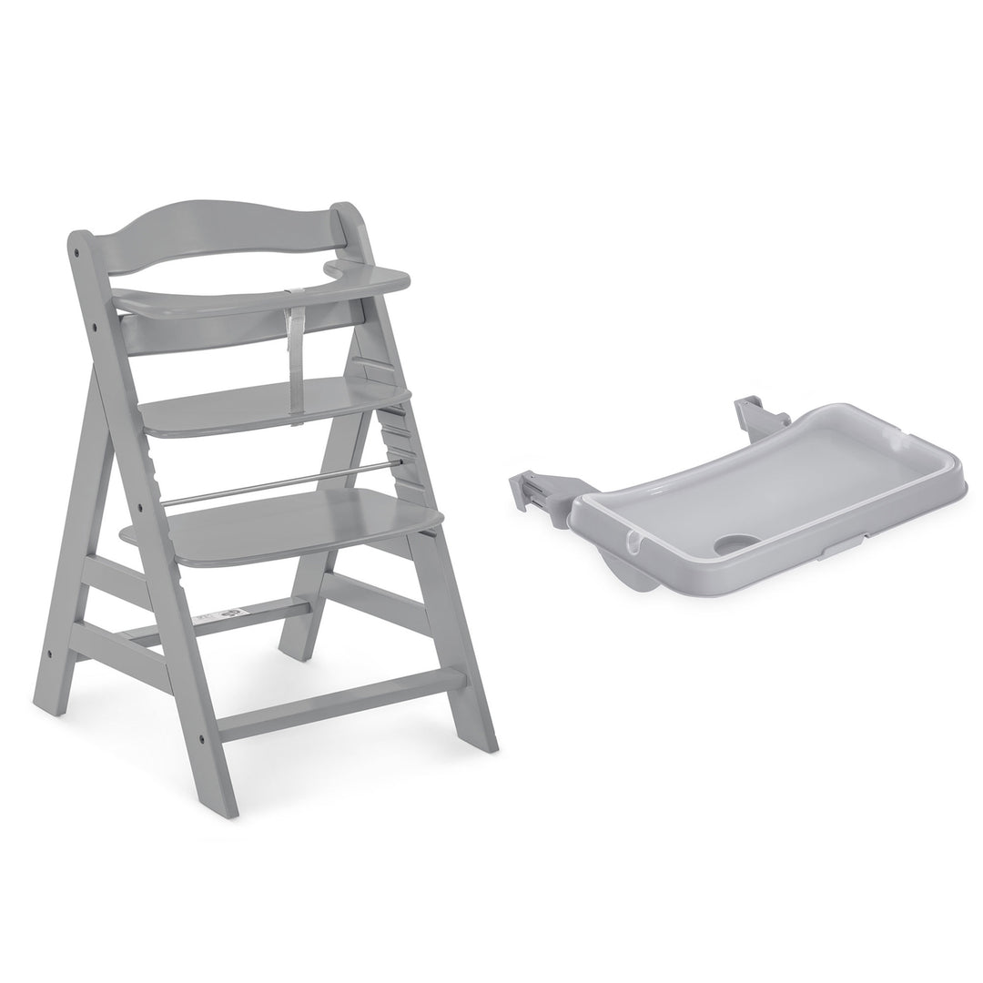 hauck Alpha+ Adjustable Booster High Chair and High Chair Tray Table, Grey