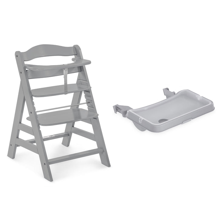 hauck Alpha+ Adjustable Booster High Chair and High Chair Tray Table, Grey