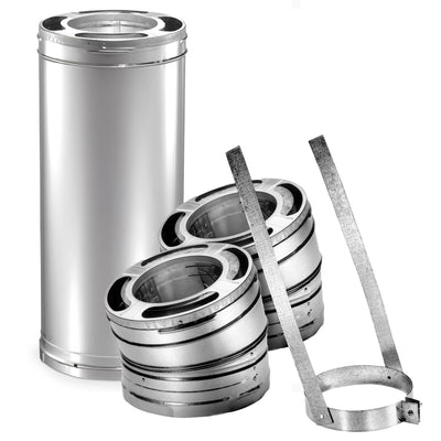 DuraVent 30 Degree Stainless Steel Swiveling Elbow Kit & Triple Wall Stove Pipe